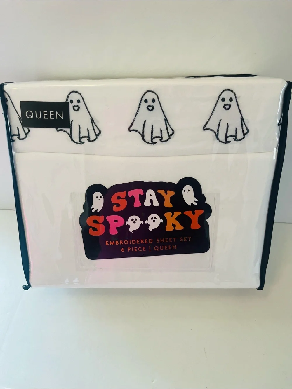 Stay Spooky & London Kaye Halloween Lot of 2 Queen Size Ghost Sheet Sets